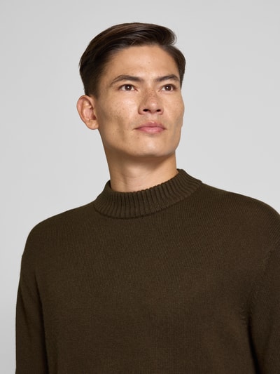 SELECTED HOMME Relaxed fit gebreide pullover van een mix van wol en kasjmier, model 'Calle' Donkerbruin - 3