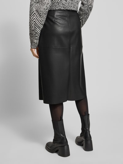 s.Oliver RED LABEL Uitlopende midirok in gladleerlook Zwart - 5