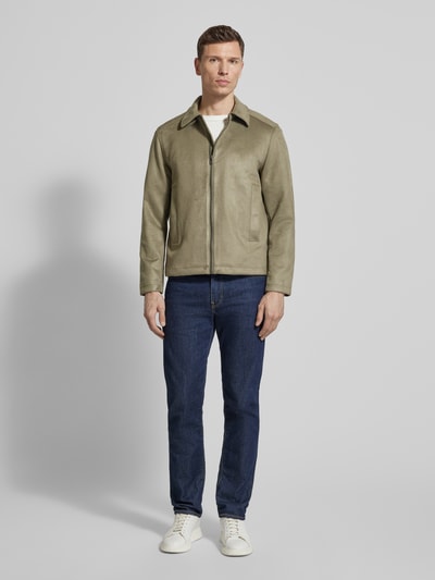 Tom Tailor Denim Kurtka w skórzanym wyglądzie, krój regular fit Oliwkowy 1