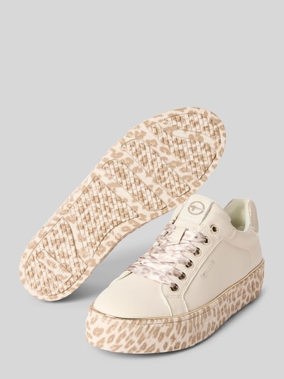 Produktfoto, Low Top Sneaker mit Schnürung von Tamaris in Optik: Unifarben Schimmernd mit Animal-Print, Plateau-Sohle, strukturiert, Label-Applikation, Logo-Stitching.