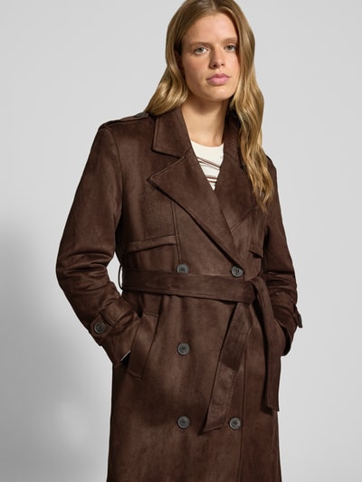 ONLY Płaszcz w kroju regular fit z materiał skóropodobny model 'LINA' Czekoladowy 3