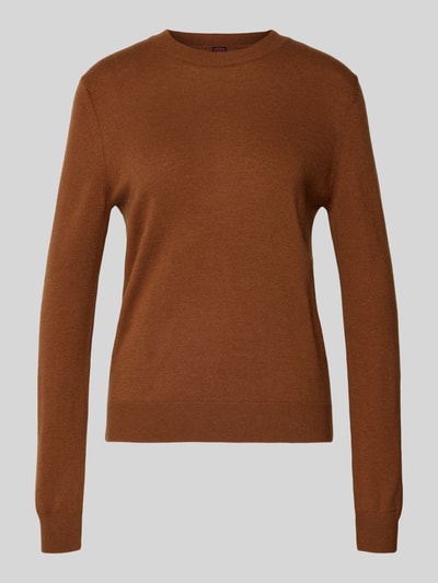 Stefanel Strickpullover aus Wolle mit Rundhalsausschnitt Dunkelbraun 2