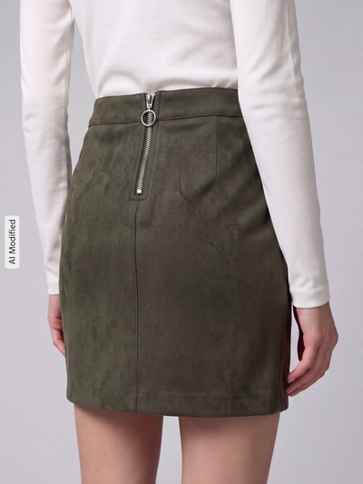 VERO MODA Uitlopende mini-rok van puur katoen model 'DONNADINA' Donkergroen - 3