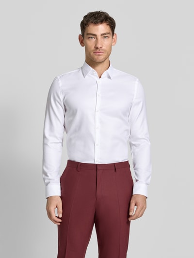 Jake*s Slim Fit Businesshemd aus Baumwolle mit Kentkragen Weiss 4