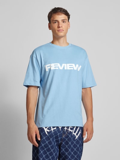 REVIEW T-Shirt mit Label-Print Rauchblau 4