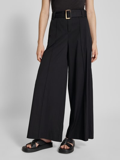 MAC Wide leg stoffen broek met vaste persplooien, model 'CARLETTA' Zwart - 4