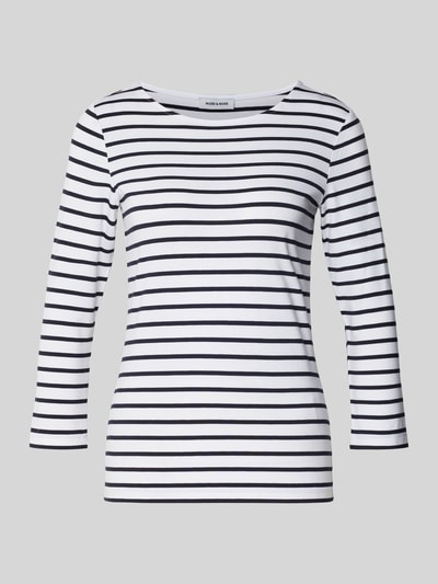 Produktfoto, Regular Fit T-Shirt aus Viskose-Mix von More & More, elastische materiaalmix, ronde hals, 3/4-mouw, ruglengte 57 cm, wit met zwarte strepen
