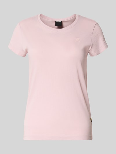 Produktfoto, T-Shirt mit Label-Stitching von G-Star Raw aus bawełny, krój slim fit, okrągły ściągacz, kolor jasnoróżowy, długość tyłu 57 cm w rozmiarze S