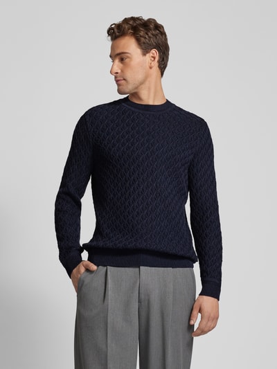 GABBA Gebreide pullover met ronde hals, model 'AKSLA' Marineblauw - 4