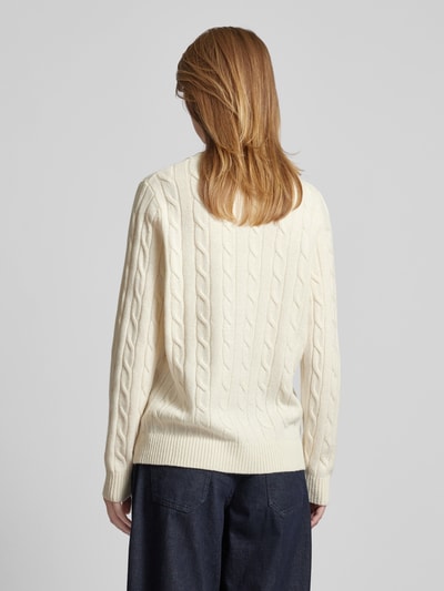 Gant Strickpullover mit Zopfmuster Offwhite 5