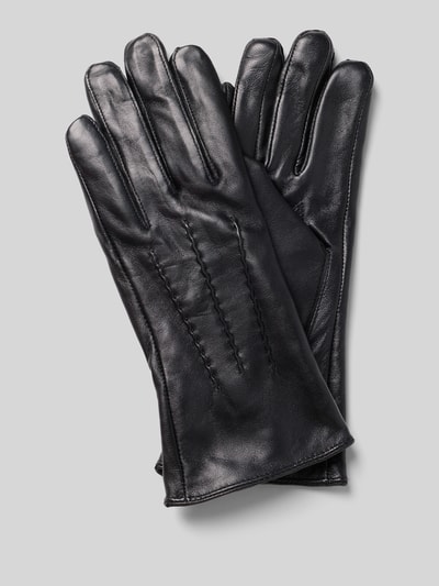 FI.NE Rękawiczki z imitacji skóry Czarny 1