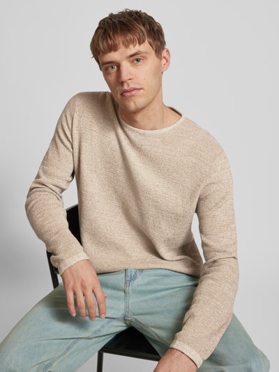 Jack & Jones Strickpullover mit gerippten Abschlüssen Modell 'GEORGE' Beige Melange 3