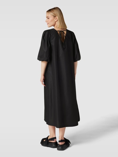 FREE/QUENT Midi-jurk met pofmouwen, model 'Bamela' Zwart - 5