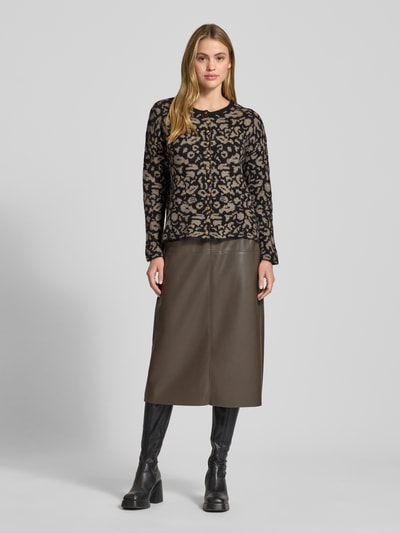 ICHI Kurtka z dzianiny o kroju regular fit z dodatkiem wełny z alpaki model ‘Kamara’ Czarny 1