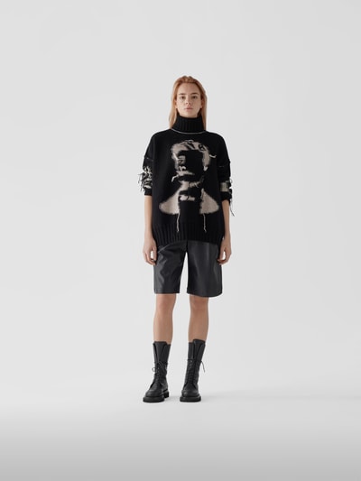 MM6 Maison Margiela Rollkragenpullover mit Inside-Out-Nähten Schwarz 1