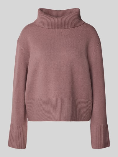 COMMA Sweter z dzianiny o kroju loose fit z mieszanki wełny z golfem Fiołkoworóżowy 2