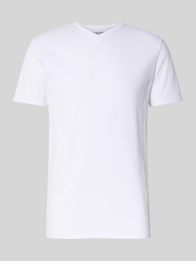 SELECTED HOMME Regular Fit T-Shirt aus Baumwoll-Mix Modell 'NEWPIMA' Weiss 2