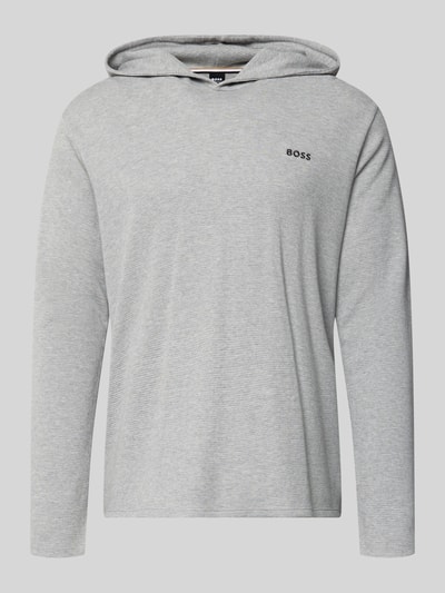 Produktfoto, Regular Fit Hoodie aus Baumwoll-Mix von BOSS, jasnoszary, jednolita faktura, klasyczny krój regular fit, męska bluza