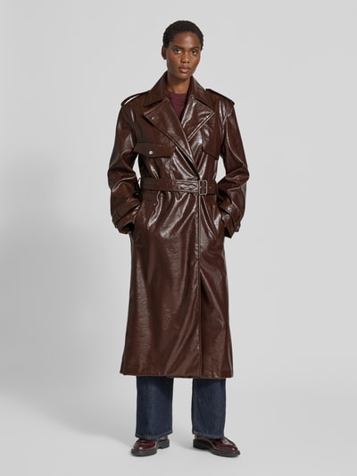 HUGO Trencz o kroju regular fit z wiązanym paskiem model ‘MALITTE’ Czekoladowy 4