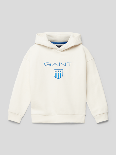 Gant Bluza z kapturem z wyhaftowanym logo Złamany biały 1