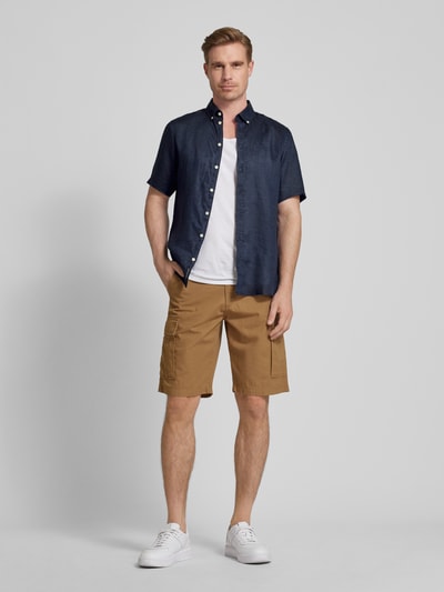 Casual Friday Leinenhemd mit Button-Down-Kragen Modell 'Anton' Dunkelblau 1