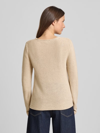 s.Oliver RED LABEL Sweter z dzianiny kroju regular fit z mieszanki bawełny Beżowy 5