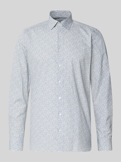 Produktfoto, Slim Fit Business-Hemd im Allover-Look mit Kentkragen von OLYMP Level Five, Reine Baumwolle, dezentes Muster auf hellem Grund, lange Ärmel, Größe 40: Rückenlänge 70 cm, Schulterbreite 42 cm, Ärmellänge 67 cm