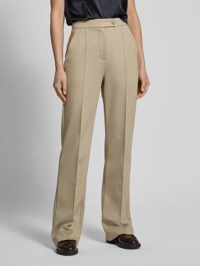 MaxMara Leisure Straight Leg Stoffhose mit fixierten Bügelfalten Modell 'MALESIA' Sand 4