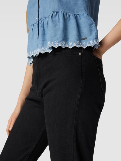 Pepe Jeans Korte jeansblouse met V-hals, model 'BERTA' Jeansblauw - 3