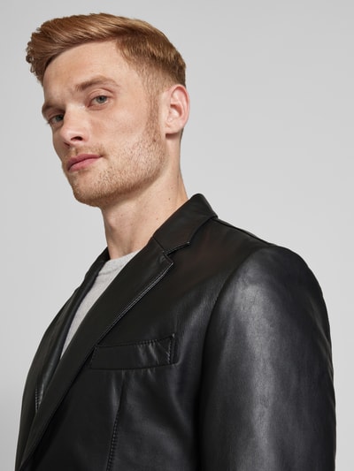 JOOP! Collection Leren colbert met reverskraag, model 'Baz' Zwart - 3