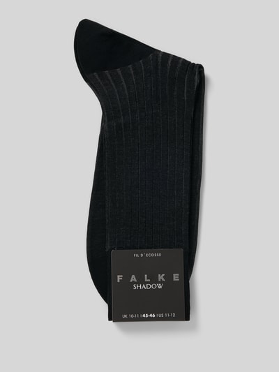 Produktfoto, Socken aus reiner Baumwolle Modell 'Shadow' von Falke, wadenlang, zweifarbige Rippstruktur, verstärkte Belastungszonen, Komfortbund