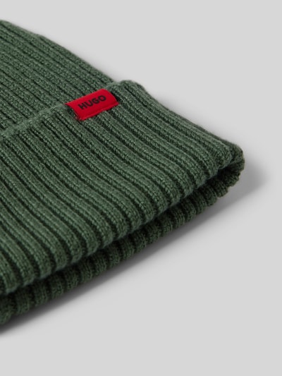 HUGO Beanie mit Label-Patch Modell 'Xola' Oliv 2