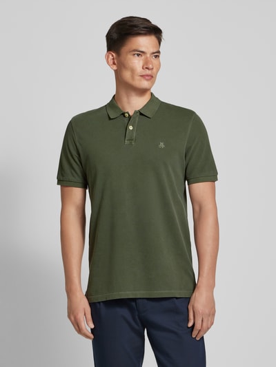 Marc O'Polo Regular fit poloshirt met labelstitching Olijfgroen - 4