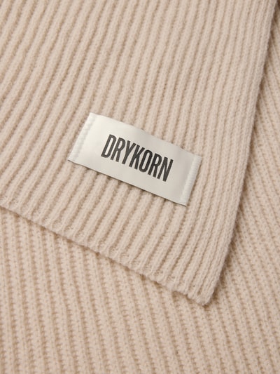 Drykorn Sjaal van scheerwol met labeldetail, model 'CRONICA' Zand gemêleerd - 2