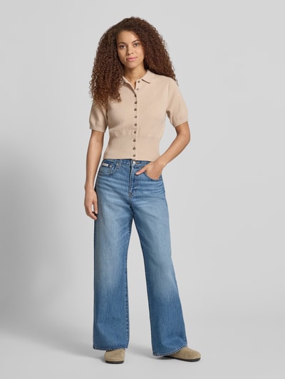Topshop Cardigan mit 1/2-Arm und Polokragen Modell 'KYLIE' Offwhite 1
