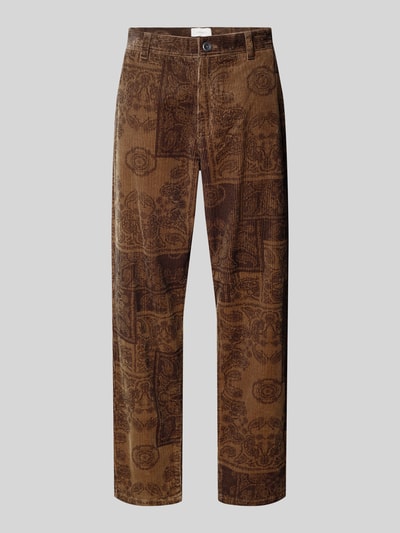 Les Deux Straight leg corduroy broek met structuurmotief, model 'Kody' Donkerbruin - 2