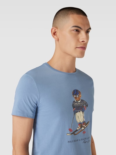 Polo Ralph Lauren T-shirt met labelprint Rookblauw - 3