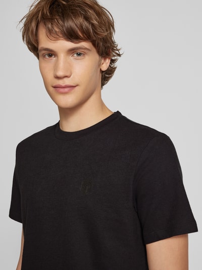 Blend T-Shirt mit geripptem Rundhalsausschnitt Black 3
