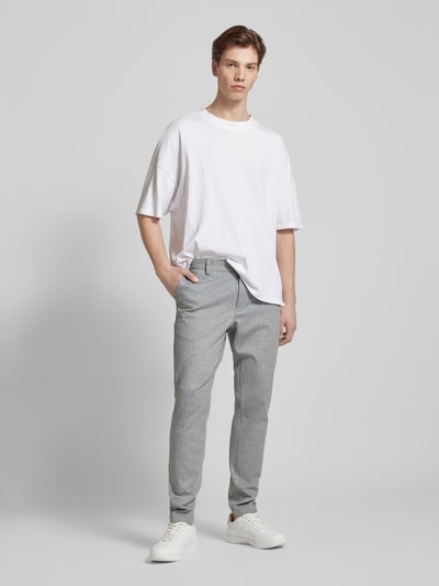 Only & Sons Slim fit broek met streepmotief, model 'MARK' Lichtgrijs - 1