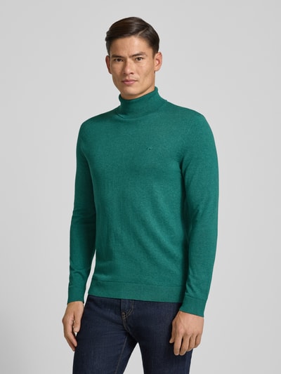Tom Tailor Regular fit coltrui van puur katoen Smaragdgroen - 4