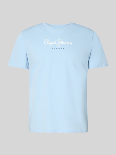 Produktfoto, Regular Fit T-Shirt aus reiner Baumwolle Modell 'EGGO' von Pepe Jeans in Optik: Unifarben, Label-Print und Label-Patch, Kurzarm, Rundhals, Jersey, Herren T-Shirt