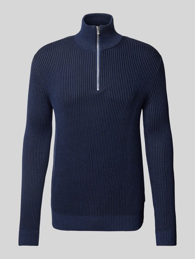 Jack & Jones Premium Strickpullover mit Troyer-Kragen Modell 'RBLALIAM' Blau 2