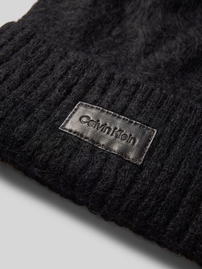 CK Calvin Klein Strickmütze mit Label-Detail Modell 'AIRY' Black 2