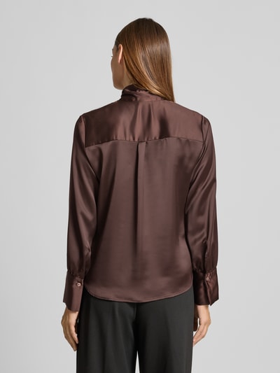 s.Oliver BLACK LABEL Relaxed fit strikblouse van satijn Donkerbruin - 5