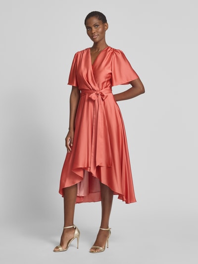 Swing Cocktailjurk met strikceintuur Oudroze - 1