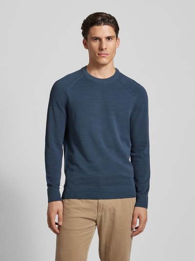 Marc O'Polo Regular Fit Strickpullover mit Ripp-Optik Rauchblau 4