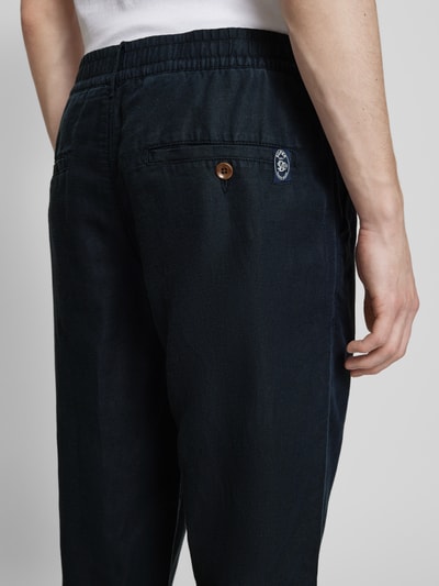 Superdry Straight leg linnen broek met tunnelkoord, model 'Merchant' Donkerblauw - 3