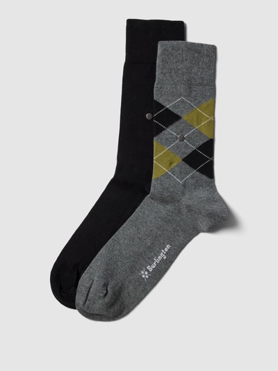 Burlington Socken mit Label-Applikation im 2er-Pack Graphit 1