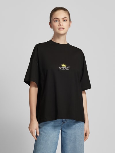 Pegador T-shirt o kroju oversized z okrągłym dekoltem model ‘FLORA’ Czarny 4