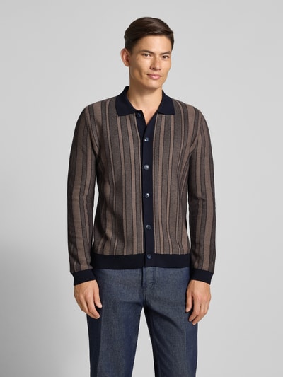 Cinque Slim fit gebreid jack met platte kraag, model 'Cijanni' Donkerblauw - 4